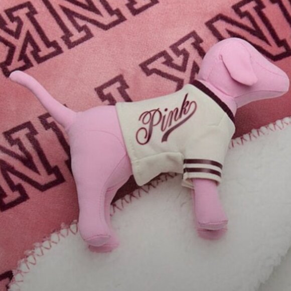 PINK Victoria's Secret Mini Plush Dog With Sweater & PINK Logo Accent - NWT - Picture 2 of 4